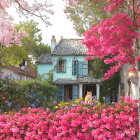 Charming House Surrounded by Vibrant Bougainvillea
