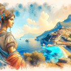 Ancient Ruins by Turquoise Bay with Lush Greenery