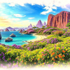 Charming Coastal Village with Stone Houses and Sailboats