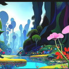 Vibrant Garden Scene with Pond and Orchids