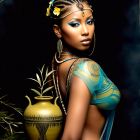 Portrait of a Confident Young Woman with Cultural Elements