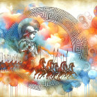 Serene Young Woman with Flowers in Dreamlike Landscape