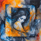 Vibrant Abstract Composition with Bee and Flowers