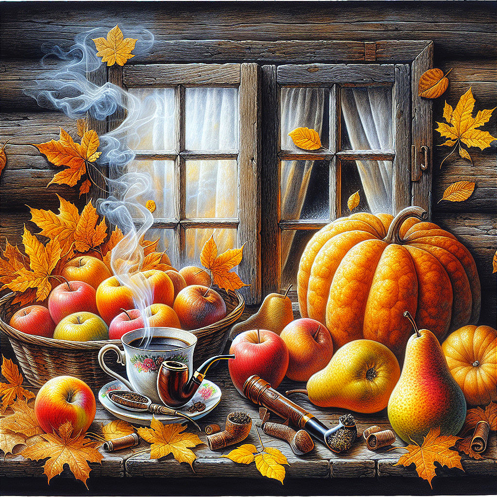 Cozy Autumn Scene with Rustic Window and Warm Decor