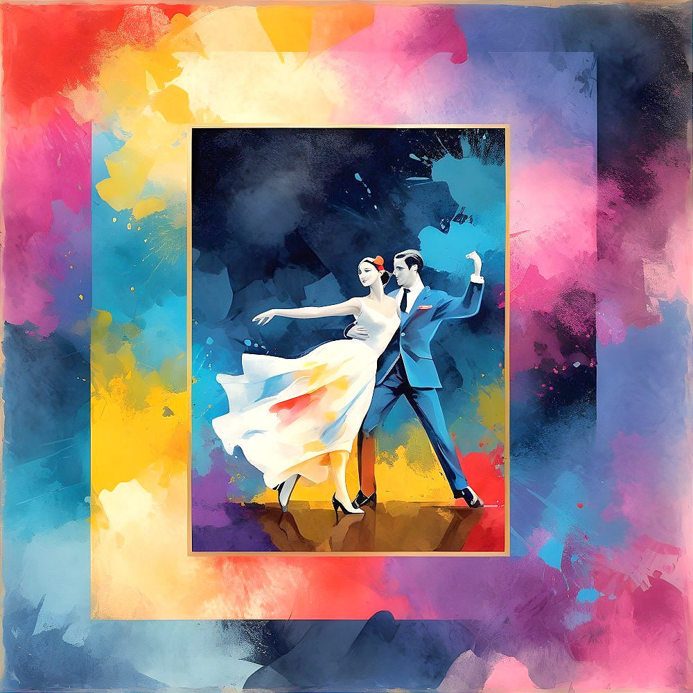 Couple Dancing Amidst Colorful Paint Splash