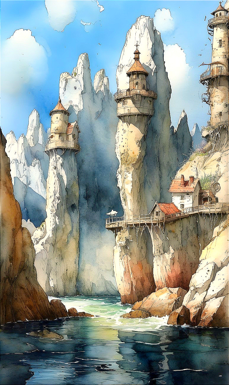 Fantastical Landscape with Rock Formations and River