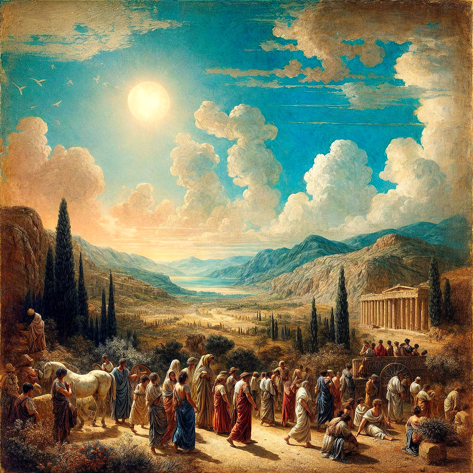 Ancient Landscape with Philosophers and Chariot Scene