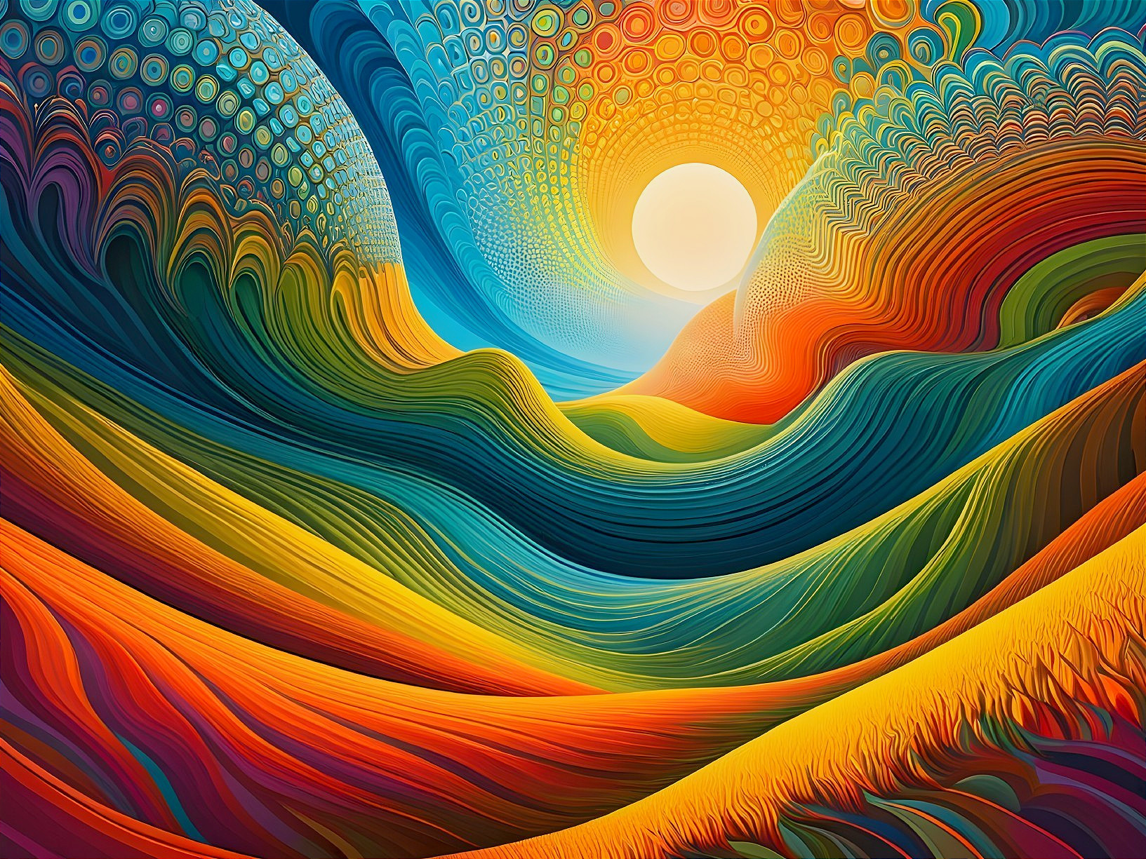 Vibrant Abstract Landscape with Colorful Swirls