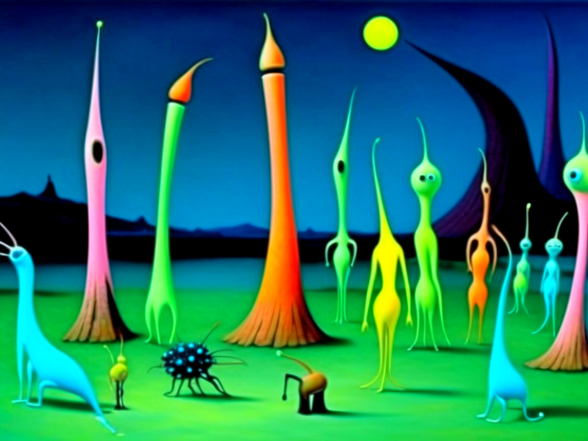 Vibrant Sci-Fi Painting of a Surreal Alien Landscape