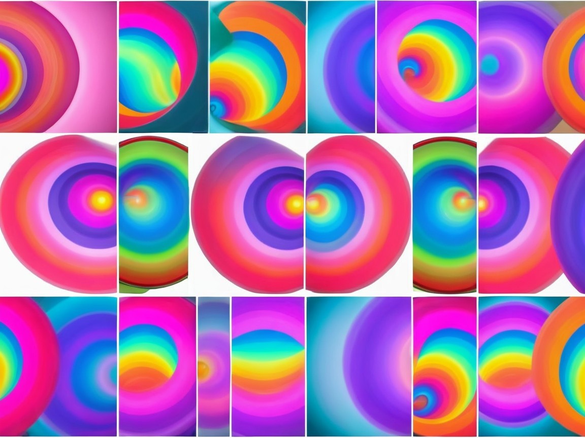 Vibrant Collage of Swirling Circular Patterns in Color