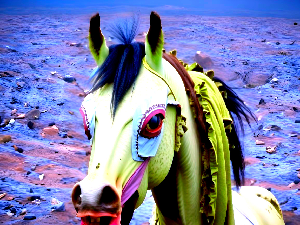 Realistic Photo of Yellow Horse with Unique Features