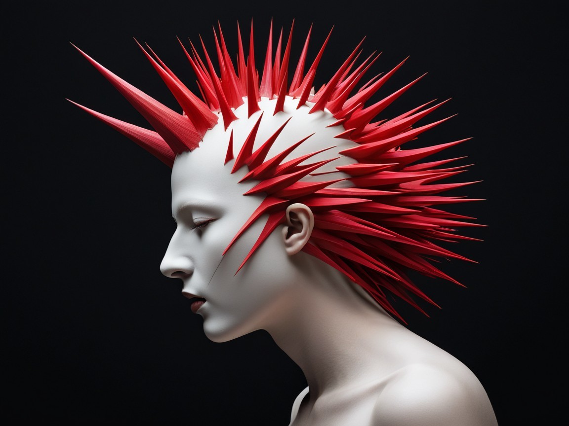 Side Profile of Person with Red Spiky Hair and Pale Skin