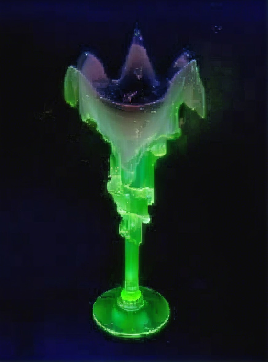 Elegant Green-Tinted Glass with Dark Liquid Centerpiece