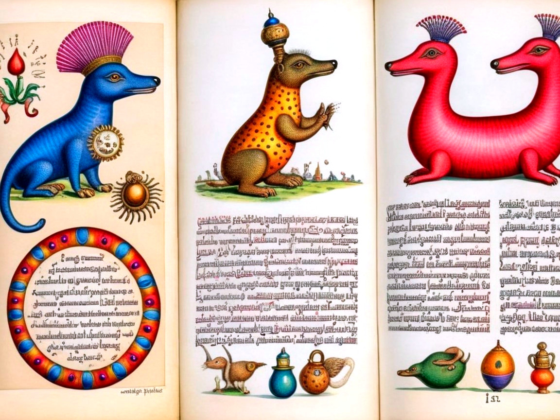 Colorful Whimsical Creatures with Mythical Elements