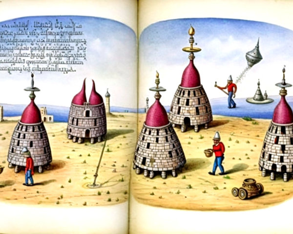 Whimsical Landscape with Dome-Shaped Structures