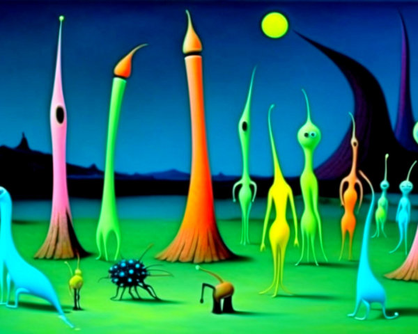 Vibrant Sci-Fi Painting of a Surreal Alien Landscape