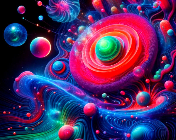 Psychedelic Abstract Alien Plant Life in Vibrant Galaxy
