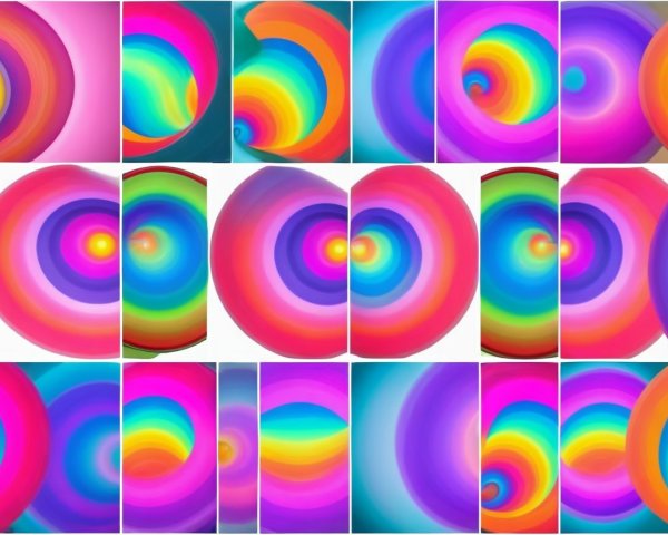 Vibrant Collage of Swirling Circular Patterns in Color
