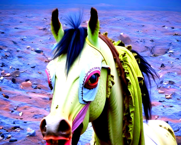 Realistic Photo of Yellow Horse with Unique Features