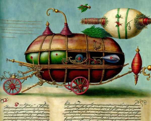 Whimsical Ornate Pod Vehicle with Steampunk Features