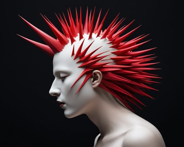Side Profile of Person with Red Spiky Hair and Pale Skin