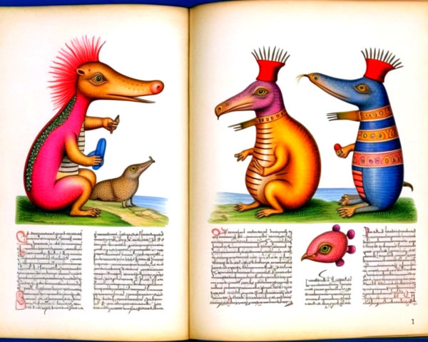 Whimsical Illustration of Colorful Anthropomorphic Creatures