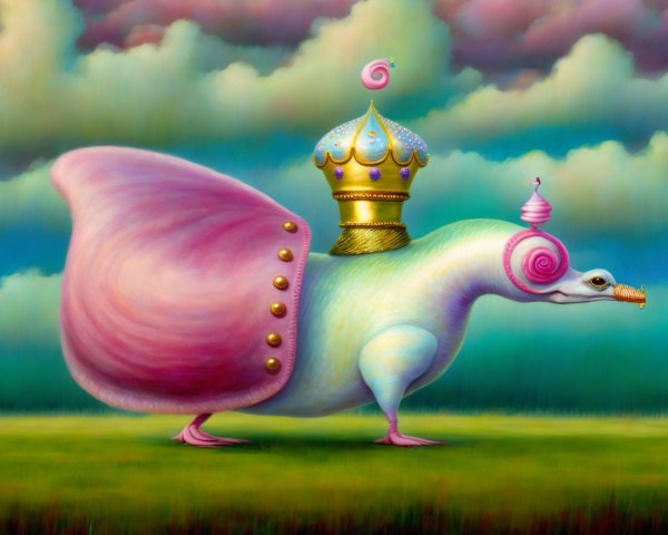 Whimsical Giant Snail Creature with Pastel Colors
