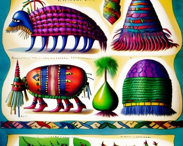 Colorful Abstract Creatures with Intricate Patterns