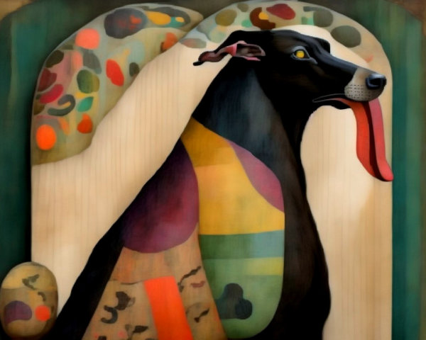 Psychedelic Expressionist Painting of a Greyhound