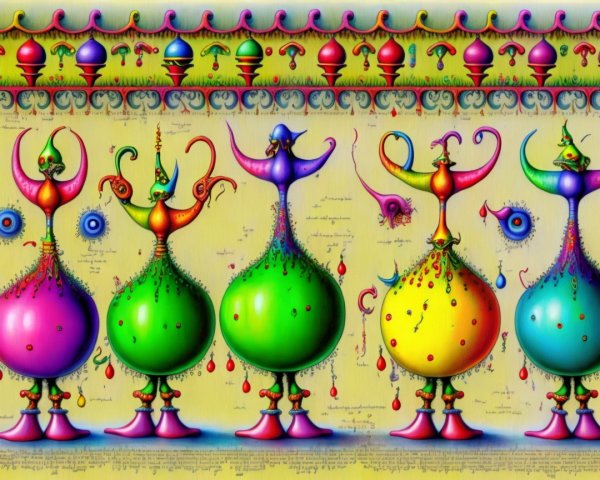 Colorful Abstract Figures with Whimsical Designs