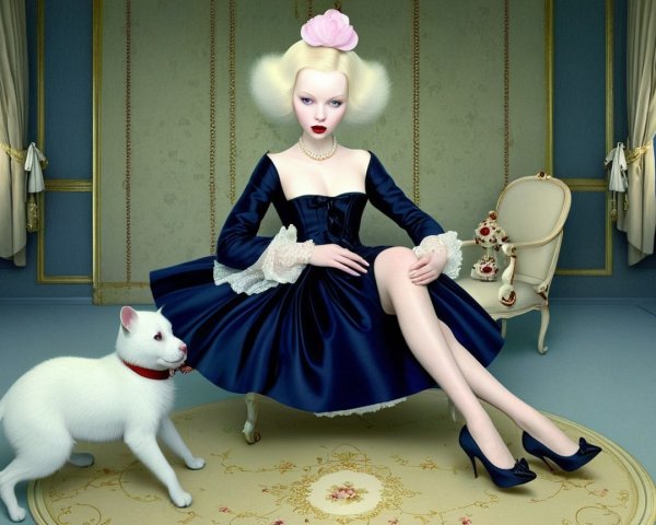 Avant-Garde Illustration of Woman in Elegant Dress