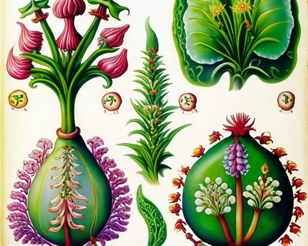 Intricately Illustrated Collection of Vibrant Plants