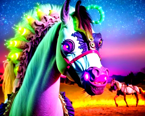 Fantasy Art of Psychedelic Horse in Vibrant Colors