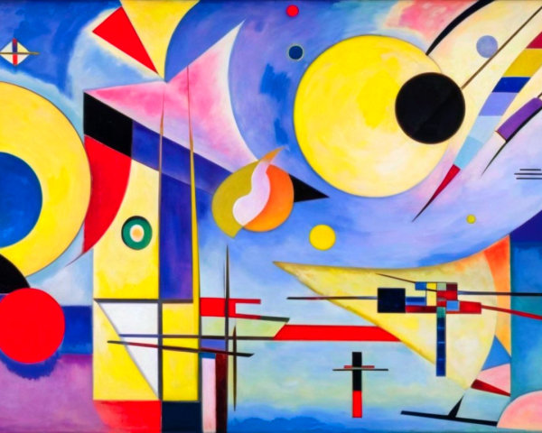 Abstract Painting with Geometric Shapes and Colors