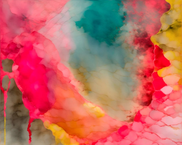 Abstract Digital Painting of Flowing Marbled Shapes