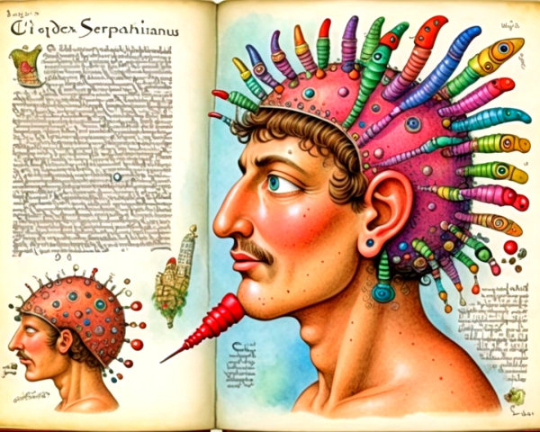Vibrant Illustration of a Man with Stylized Head