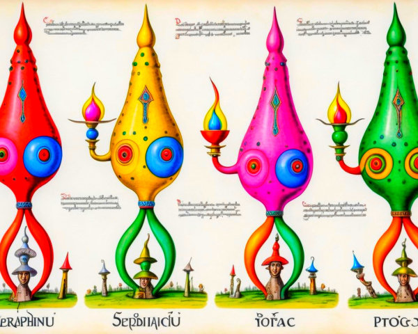Whimsical Illustration of Colorful Abstract Figures