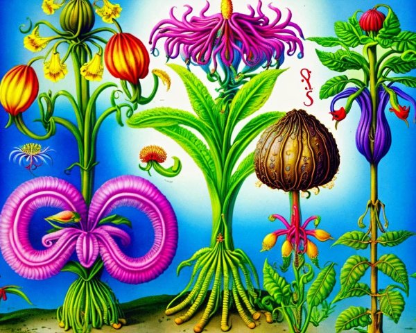 Vibrant Collection of Fantastical Flowers and Plants