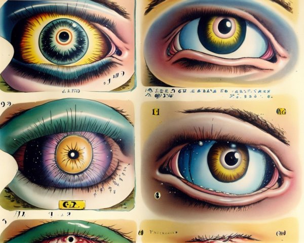 Vibrant Collage of Illustrated Eyes and Anatomy Details
