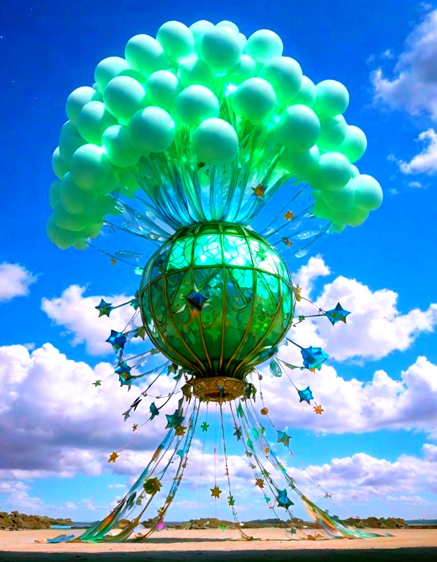 Whimsical Globe Structure with Jellyfish Canopy Design