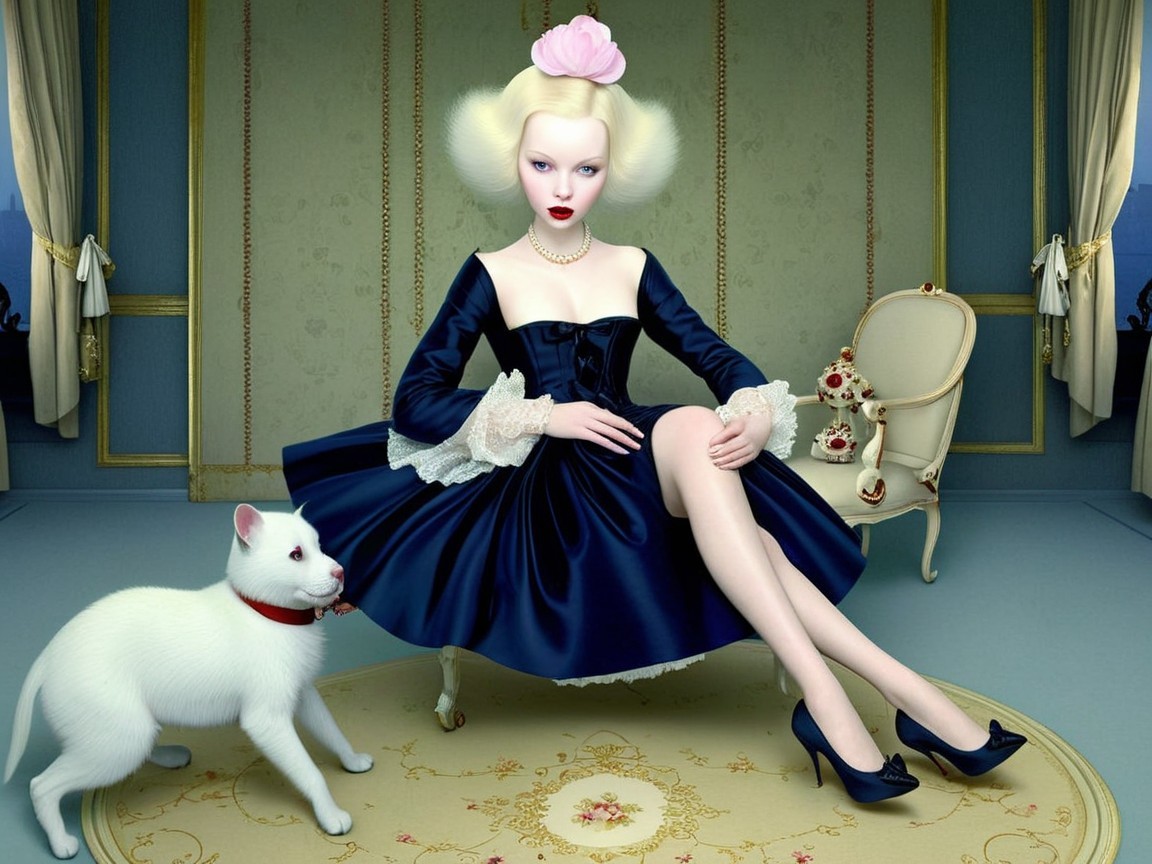 Avant-Garde Illustration of Woman in Elegant Dress