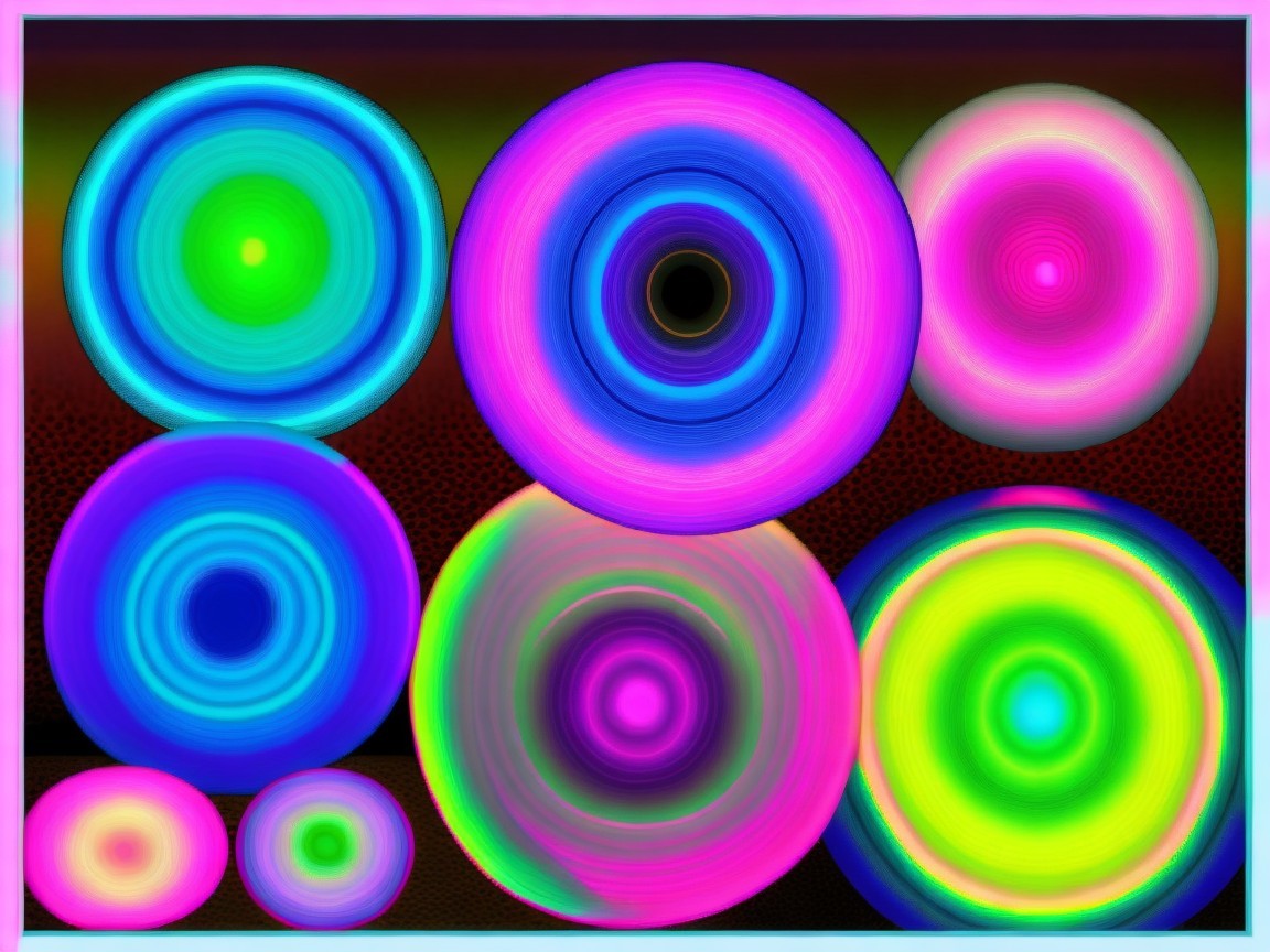Vibrant Concentric Circles in Bright Colors on Dark Background