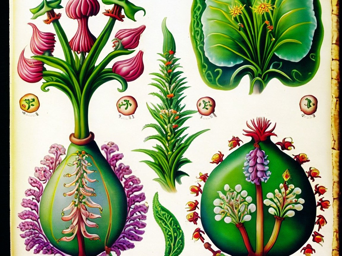 Intricately Illustrated Collection of Vibrant Plants