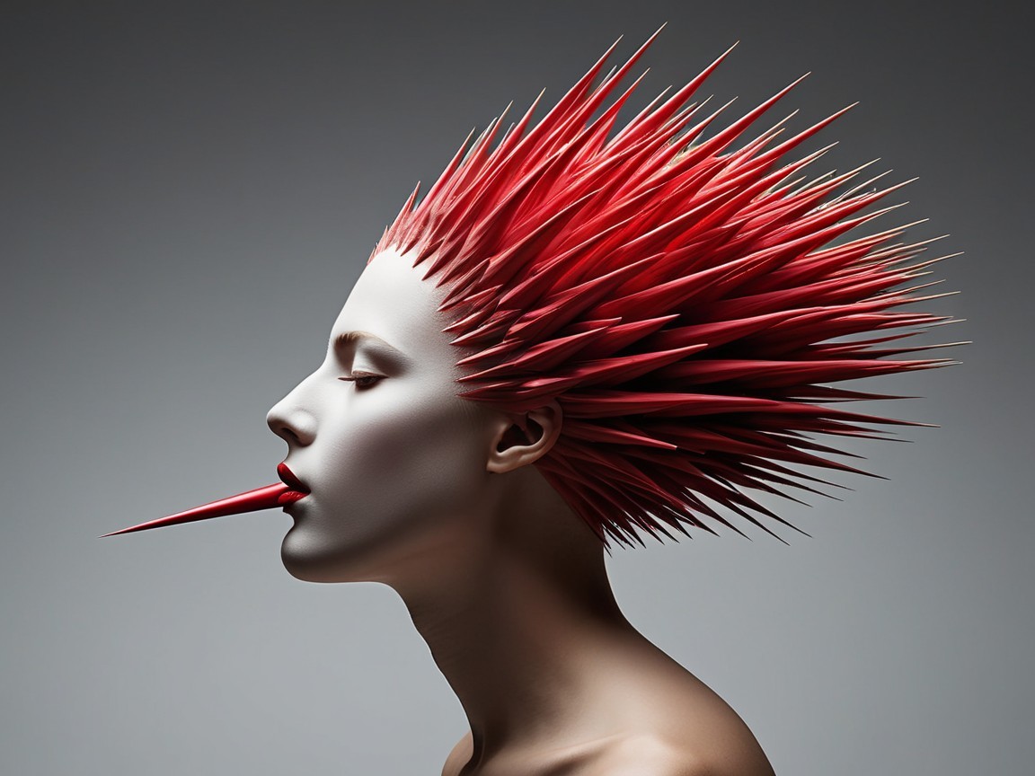 Surreal Studio Portrait of a Woman with Exaggerated Features