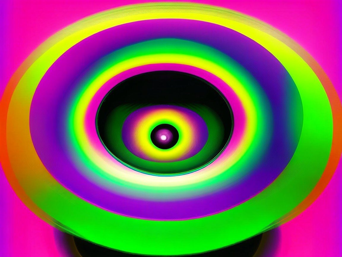 Vibrant Neon Concentric Circles with Hypnotic Effect