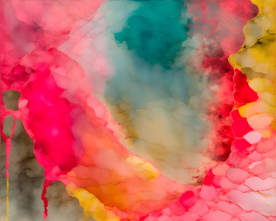 Abstract Digital Painting of Flowing Marbled Shapes