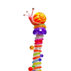 Colorful Snail on Glittering Decorative Stack