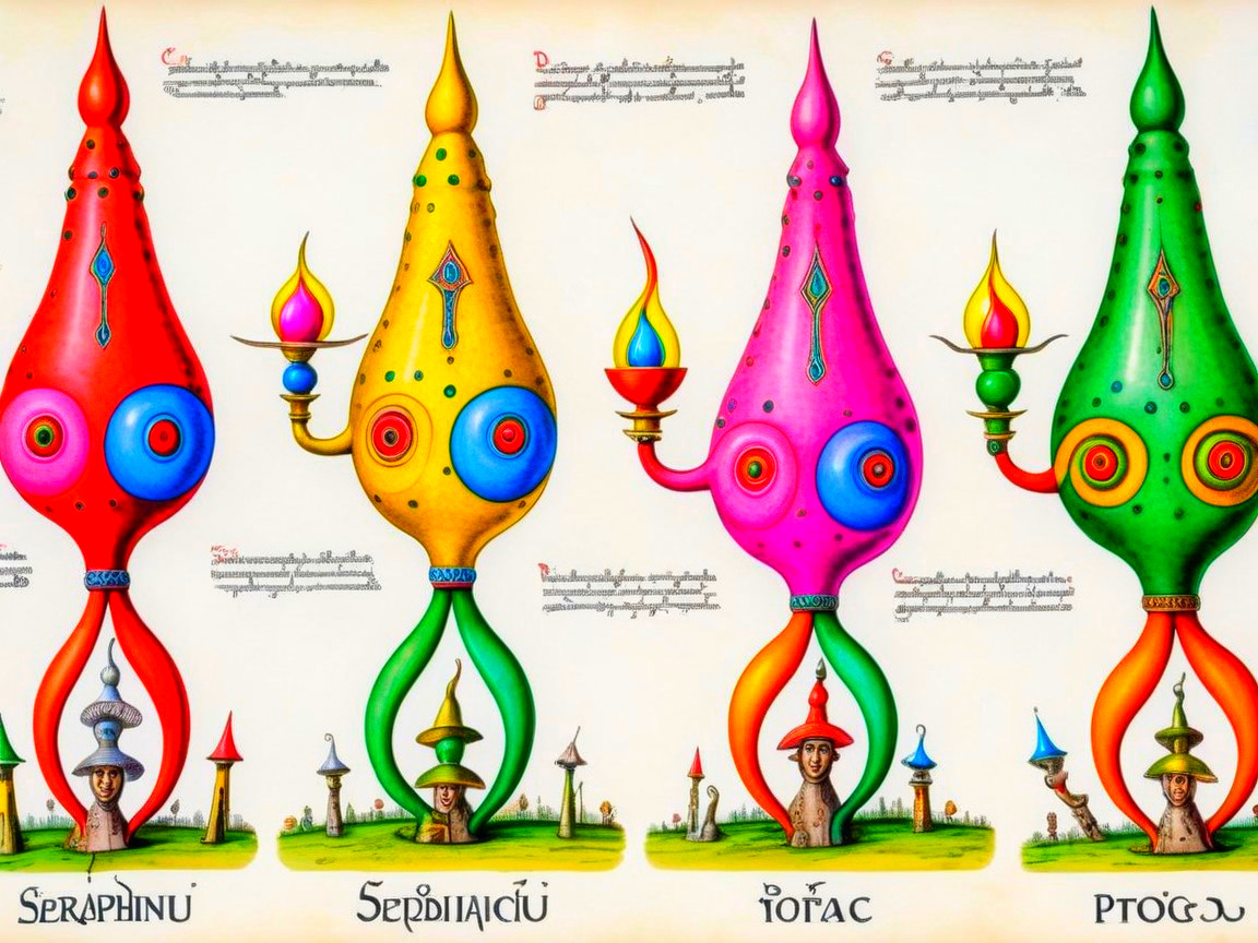 Whimsical Illustration of Colorful Abstract Figures