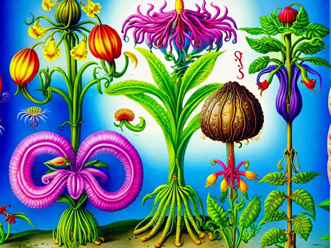 Vibrant Collection of Fantastical Flowers and Plants