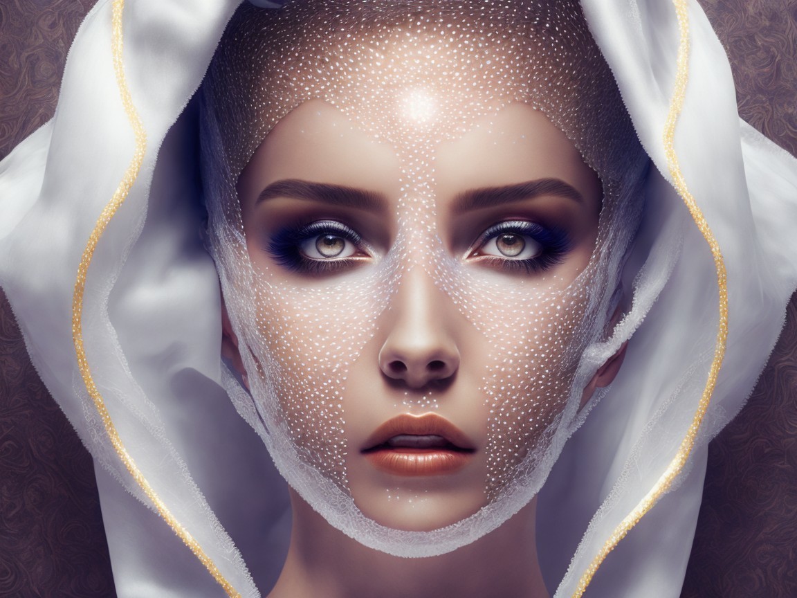 Close-Up Portrait of Model with Bubble Mask